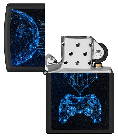 Зажигалка ZIPPO Gaming с покрытием Black Matte, латунь/сталь, черная, матовая, 38x13x57 мм