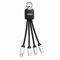 Кабель - брелок Plug с подсветкой гравировки, черный