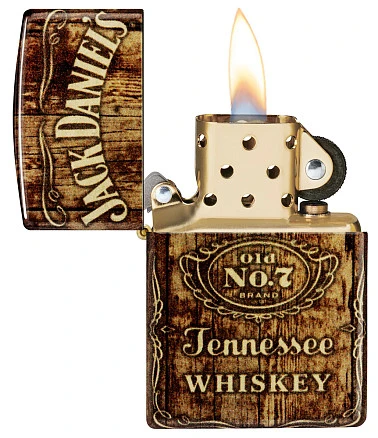 Зажигалка ZIPPO Jack Daniel's с покрытием 540 Tumbled Brass, латунь/сталь, разно
