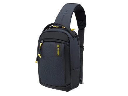 Рюкзак TORBER VOYAGE на одно плечо, серый, полиэстер 900D, 20х10х30 см, 5 л
