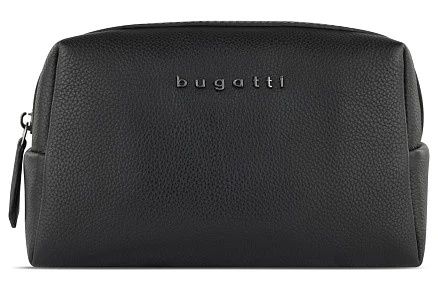 Косметичка BUGATTI Bella, чёрная, воловья кожа/полиэстер, 19х8,5х11 см