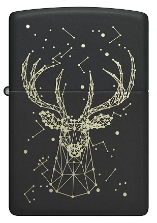 Зажигалка ZIPPO Deer с покрытием Black Matte, латунь/сталь, черная, матовая, 38x13x57 мм