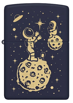 Зажигалка ZIPPO Lost in Space Design с покрытием Navy Matte, латунь/сталь, синяя, 38x13x57 мм