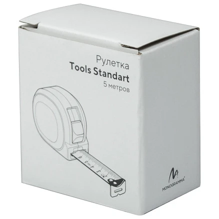 Рулетка Tools Standart, 5 метров, черная, пластиковая, с ремешком