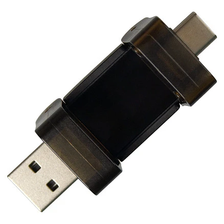 Флеш накопитель USB 2.0 + TYPE C , Palo Alto металл, черный матовый, 16 GB