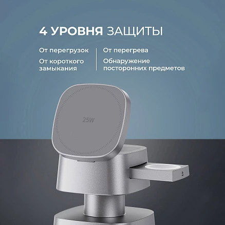 Беспроводное ЗУ 3 в 1, Qi2.2 25W Glow Light, Deppa
