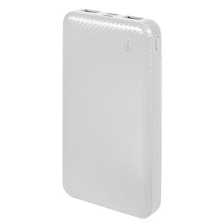 Универсальный аккумулятор Rib 10 (10000 мАч), белый, 13,5х6.8х1,5 см