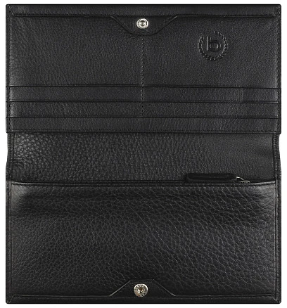 Кошелёк женский BUGATTI Lady Top, чёрный, натуральная воловья кожа, 19,5х2х10 см