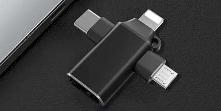 Переходник (адаптер) OTG 4 в 1 (micro USB, Lightning, Type C, USB A, speed up to 5 gigabit