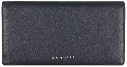 Кошелёк женский BUGATTI Lady Top, тёмно-синий, натуральная воловья кожа, 19,5х2х10 см