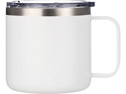 Кружка стальная Alaska с крышкой слайдером, powder coating, белый (Р)