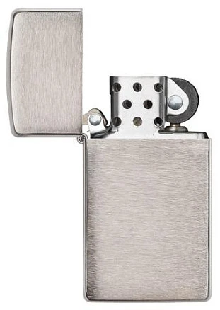 Зажигалка ZIPPO Slim® с покрытием Brushed Chrome, латунь/сталь, серебристая, матовая, 29x10x60 мм