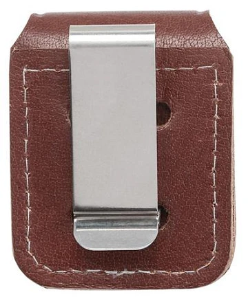 Чехол Zippo для зажигалки, кожа, с металлическим фиксатором на ремень, коричневый, 57х30x75 мм