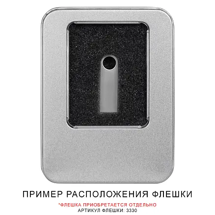 Футляр Ring для флеш накопителя металлический, размер 11,5*8,5 см, серебристый