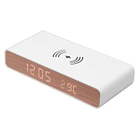 Зарядное устройство 15W Aura Clock с часами, термометром, календарем, белое