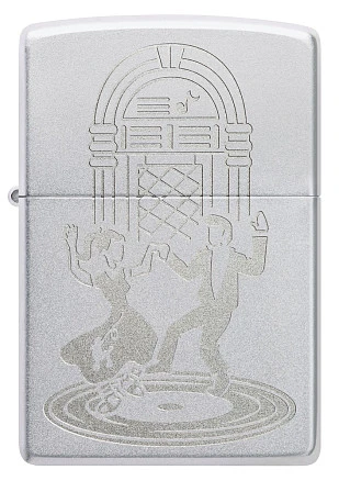 Зажигалка ZIPPO Vintage Dance с покрытием Satin Chrome, латунь/сталь, серебристая, 38x13x57 мм