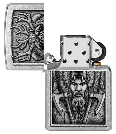 Зажигалка ZIPPO Barbarian Design с покрытием Street Chrome, латунь/сталь, серебристая, 38x13x57 мм