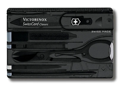 Швейцарская карточка VICTORINOX SwissCard Classic, 10 функций, полупрозрачная чёрная
