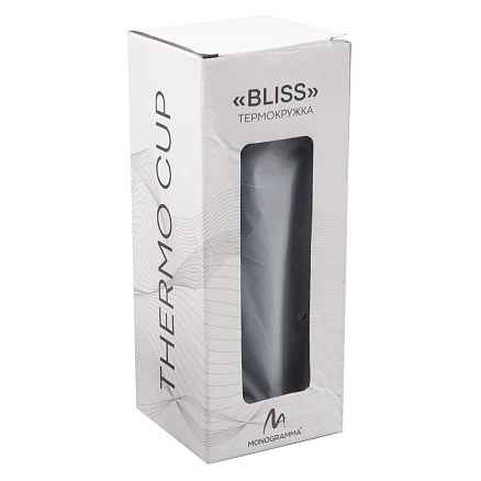 Термокружка Bliss пластик/металл, 460 мл, черная, софт тач