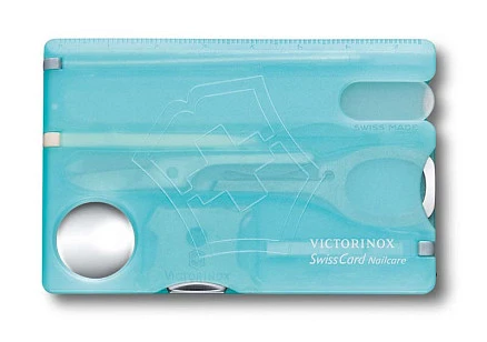 Швейцарская карточка VICTORINOX SwissCard Nailcare, 13 функций, полупрозрачная бирюзовая