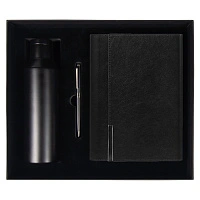 Набор подарочный Solution Superior Trio (ежедневник в суперобложке Country Liberty Mocca A5+, термобутылка LARVIK, ручка Grand Diplomat), черный