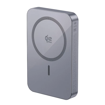 Внешний АКБ NRG Max Qi2.2 10000 мА-ч, 25Вт MageSafe, серый, Deppa