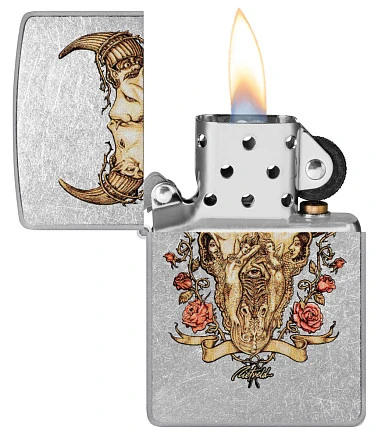 Зажигалка ZIPPO Rick Rietveld с покрытием Street Chrome, латунь/сталь, серебристая, 38x13x57 мм