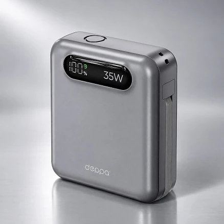Внешний АКБ NRG Turbo Cable 10000 mAh, 35Вт, графит, Deppa