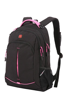 Рюкзак SWISSGEAR, черный/фуксия, фьюжн/2 мм рипстоп, 32x15x46 см, 22 л