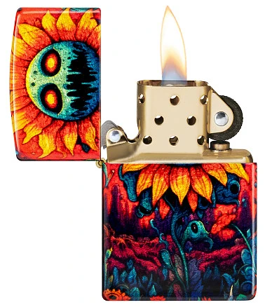 Зажигалка ZIPPO Spooky Sunflower с покрытием 540 Tumbled Brass, латунь/сталь, разно