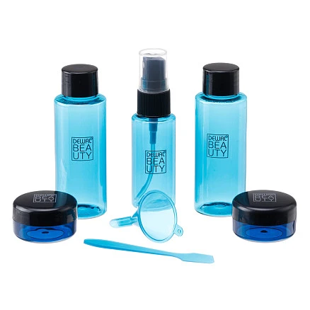 Дорожный набор баночек для путешествий Dewal Beauty, морская волна ,7пр.