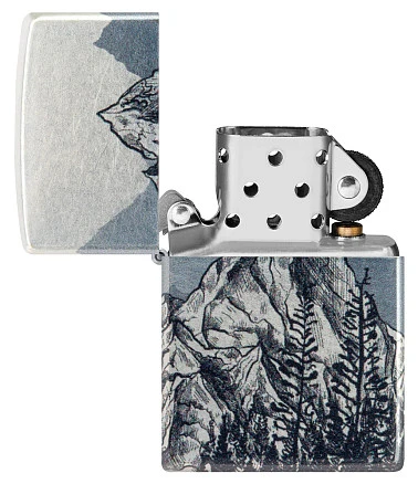 Зажигалка ZIPPO Mountain Sketch с покрытием 540 Tumbled Chrome, латунь/сталь, разно