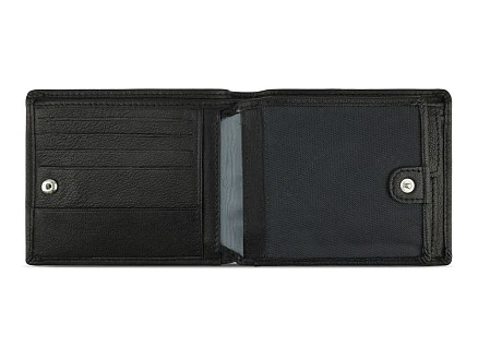 Портмоне BUGATTI Bomba, с защитой данных RFID, чёрное, кожа/полиэстер, 12х2х9,5 см