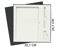 Коробка подарочная Solution Superior Linen под ежедневник, ручку и флешку, черная, 25,7x25,7 см, бежевый ложемент
