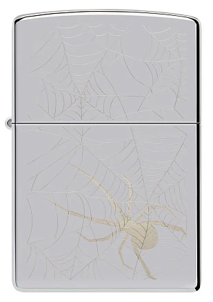 Зажигалка ZIPPO Spider Design с покрытием High Polish Chrome, латунь/сталь, серебристая, 38x13x57 мм