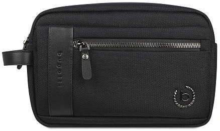 Несессер мужской BUGATTI Nero, чёрный, нейлон 1680D/кожа, 24х7,5х16 см