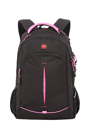 Рюкзак SWISSGEAR, черный/фуксия, фьюжн/2 мм рипстоп, 32x15x46 см, 22 л