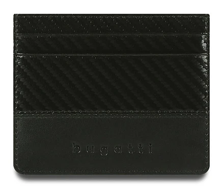 Портмоне для кредитных карт BUGATTI КОМЕТА | COMET, с защитой данных RFID, черное, натуральная воловья кожа, 10,2х0,2х8,2 см