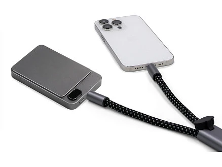 Ремешок-держатель для телефона с зарядным кабелем USB-C - USB-C Lany Wristband Charge Eco, серый