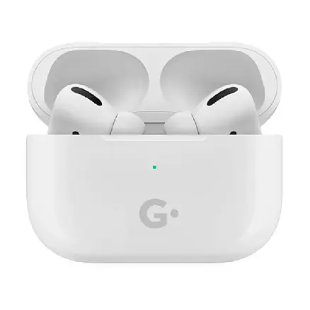 Наушники беспроводные GEOZON G-PRO, с зарядным боксом, с беспроводной зарядкой, белые