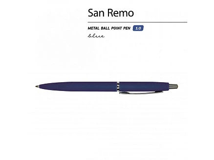 Ручка металлическая шариковая San Remo, 1,0мм, синие чернила, ярко-синий