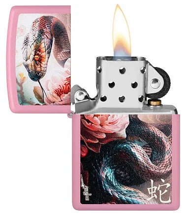 Зажигалка ZIPPO Mazzi® Anaconda с покрытием Pink Matte, латунь/сталь, розовая, матовая, 38x13x57 м