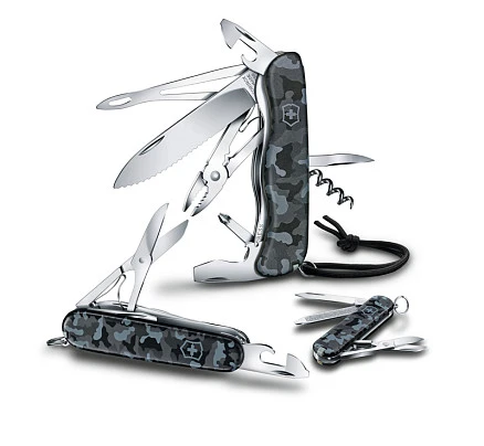 Нож перочинный VICTORINOX Huntsman Navy Camouflage, 91 мм, 15 функций, серо-синий камуфляж