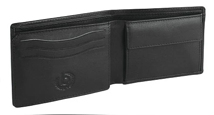 Портмоне BUGATTI Vertice, чёрное, натуральная воловья кожа, 10,5х1,5х8,5 см