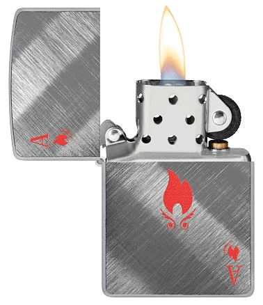 Зажигалка ZIPPO Ace Design с покрытием Brushed Chrome, латунь/сталь, серебристая, 38x13x57 мм
