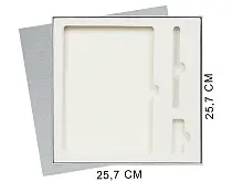 Коробка подарочная Solution Superior Linen под ежедневник, ручку и флешку, серебро, 25,7x25,7 см, бежевый ложемент
