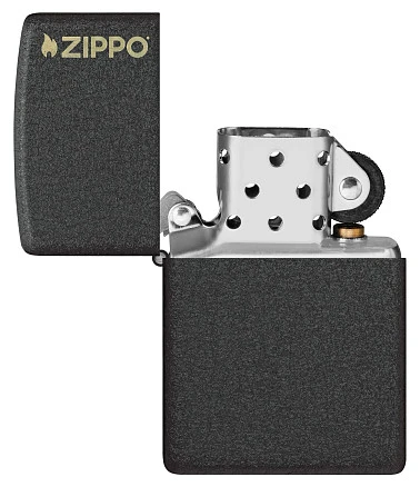 Зажигалка ZIPPO Logo с покрытием Black Crackle™, латунь/сталь, чёрная, матовая, 38x13x57 мм