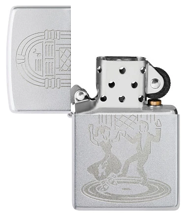 Зажигалка ZIPPO Vintage Dance с покрытием Satin Chrome, латунь/сталь, серебристая, 38x13x57 мм