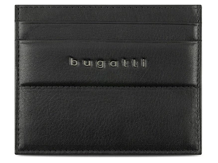 Портмоне для кредитных карт BUGATTI НОМ | NOME, с защитой данных RFID, черное, натуральная воловья кожа, 10,2х0,3х8,2 см