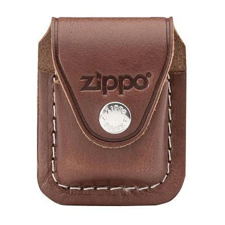 Чехол Zippo для зажигалки, кожа, с металлическим фиксатором на ремень, коричневый, 57х30x75 мм